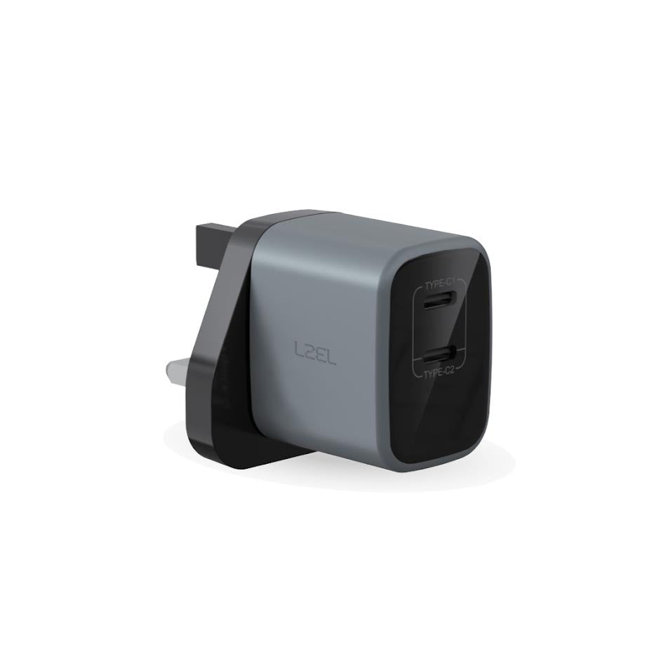 LZEL Voltixcharger 35W Dual Port Type-C Gan Wall Charger | Gray LZEL Voltixcharger 35W Dual Port Type-C Gan Wall Charger | Gray